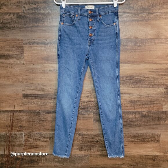 Madewell Jeans 27 Skinny Button Fly 10" High Rise Mackey Wash AF687 Stretch - Picture 1 of 13